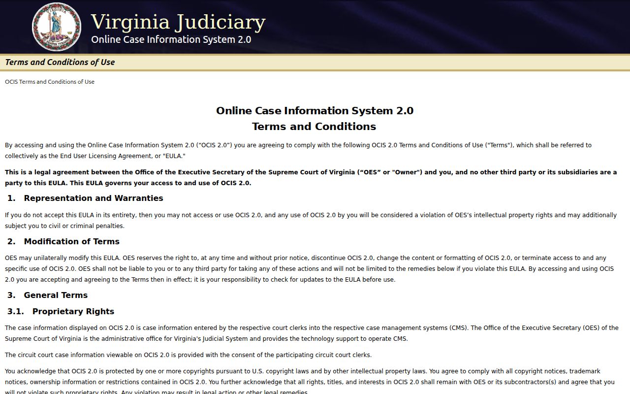 Northumberland County warrant case lookup using Virginia OCIS name search