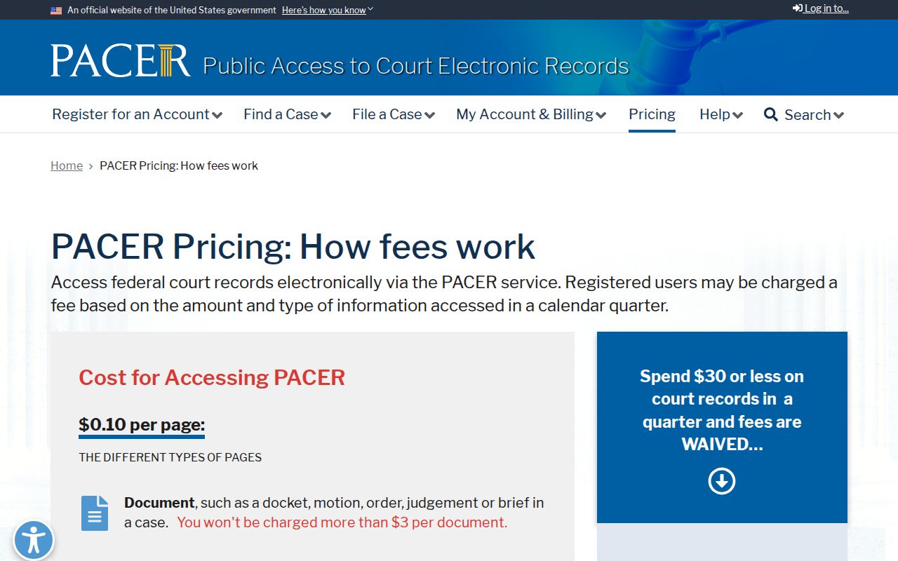 Northumberland County federal case search and PACER fees for warrant records